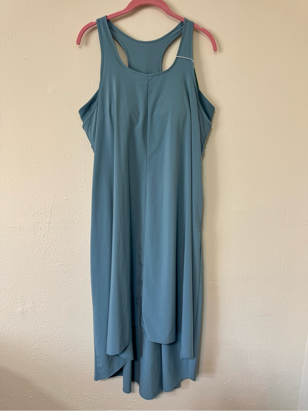 Halara Midi Dress Women's L Blue Breezeful Racer Pocket High Low Flowy Quick Dry